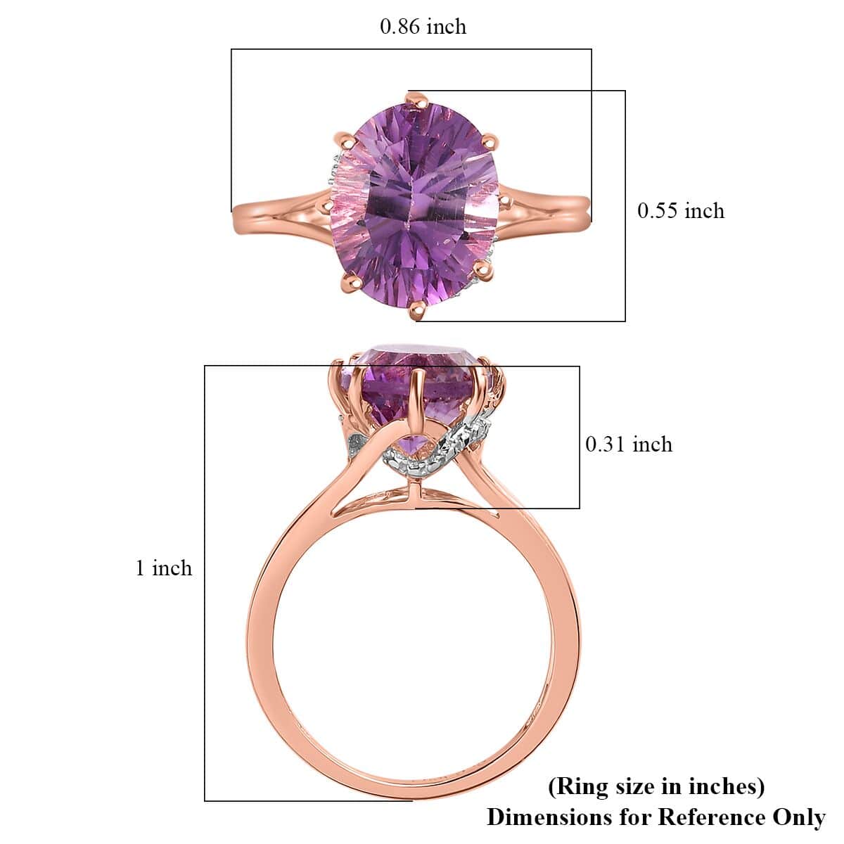 Rose De France Amethyst Solitaire Ring in Vermeil RG Over Sterling Silver (Size 5.0) 3.35 ctw image number 5