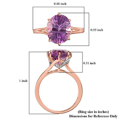 Rose De France Amethyst Solitaire Ring in Vermeil Rose Gold Over Sterling Silver (Size 5.0) 3.35 ctw