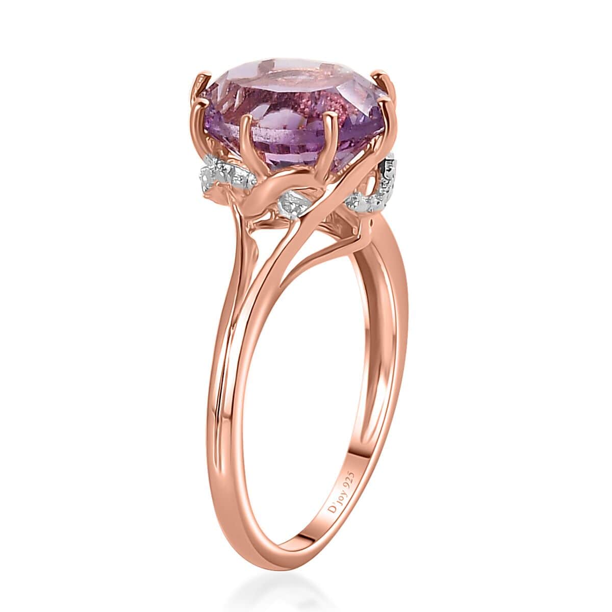 Rose De France Amethyst Solitaire Ring in Vermeil Rose Gold Over Sterling Silver (Size 6.0) 3.35 ctw image number 3
