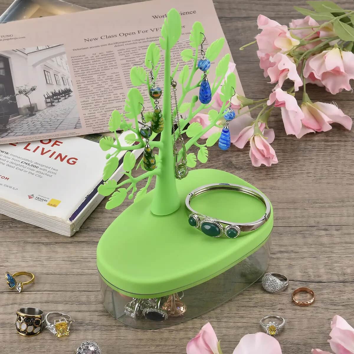 Green Tree Design Holder Display Jewelry Organizer image number 1