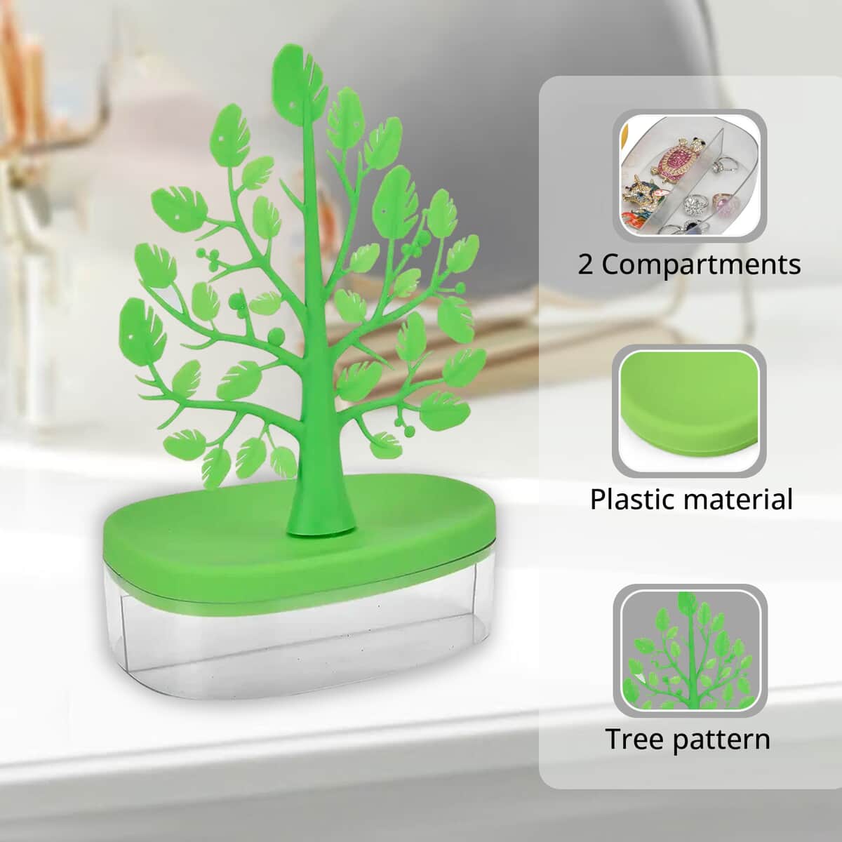 Green Tree Design Holder Display Jewelry Organizer image number 2