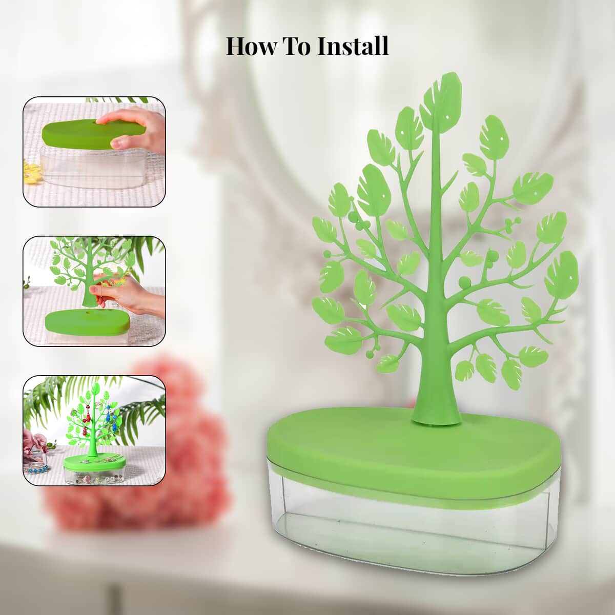 Green Tree Design Holder Display Jewelry Organizer image number 3