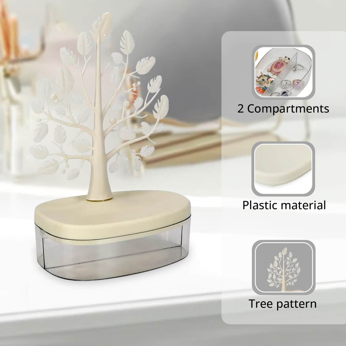 White Tree Design Holder Display Jewelry Organizer image number 2