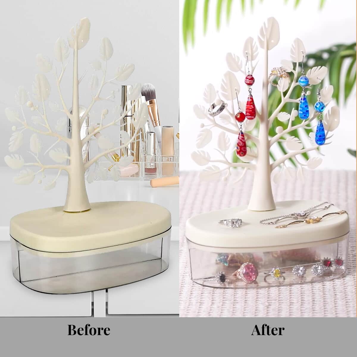 White Tree Design Holder Display Jewelry Organizer image number 5