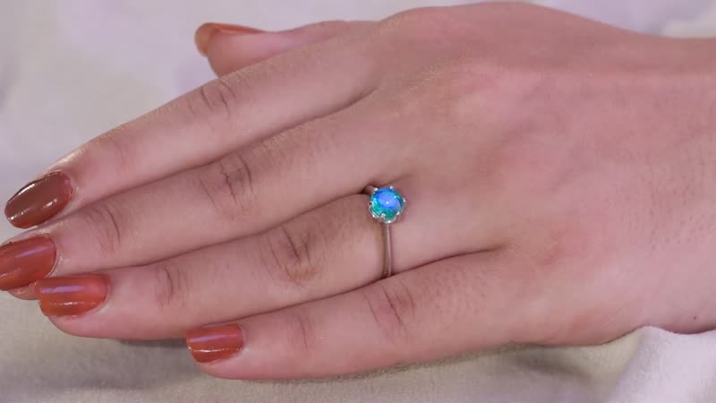 Peacock Quartz Solitaire Ring in Platinum Over Sterling Silver (Size 5.0) 0.90 ctw