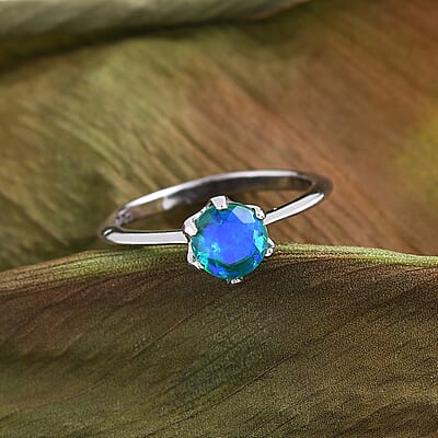Peacock Quartz 0.90 ctw Solitaire Ring in Platinum Over Sterling Silver (Size 5.0)