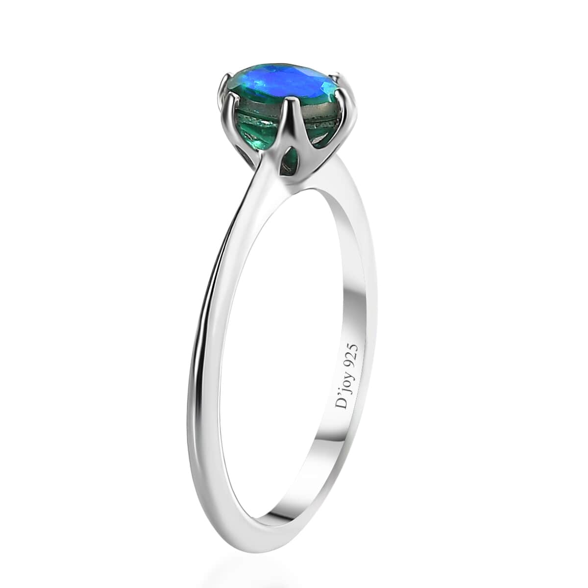 Peacock Quartz Solitaire Ring in Platinum Over Sterling Silver (Size 5.0) 0.90 ctw image number 3