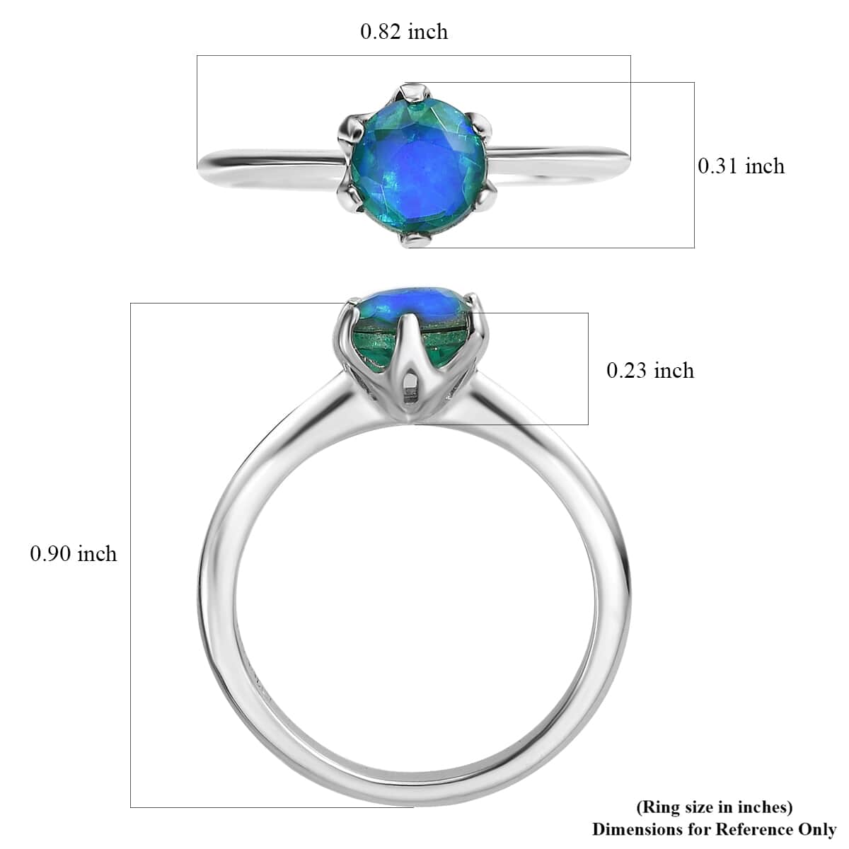 Peacock Quartz 0.90 ctw Solitaire Ring in Platinum Over Sterling Silver (Size 5.0) image number 5