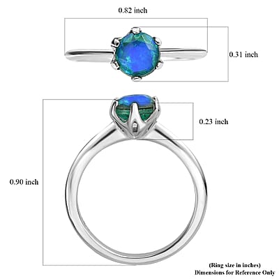 Peacock Quartz 0.90 ctw Solitaire Ring in Platinum Over Sterling Silver (Size 5.0)