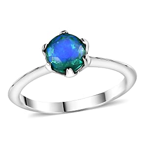 Peacock Quartz 0.90 ctw Solitaire Ring in Platinum Over Sterling Silver (Size 6.0)