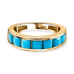 Sleeping Beauty Turquoise 1.96 ctw Ring in 18K Vermeil Yellow Gold Over Sterling Silver (Size 11.5)