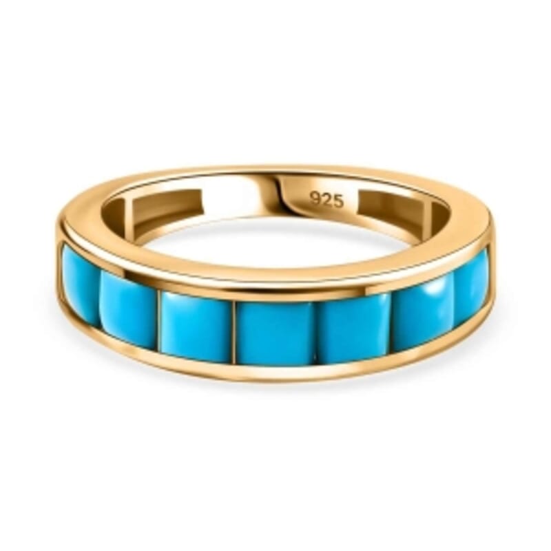 Sleeping Beauty Turquoise 1.96 ctw Ring in 18K Vermeil Yellow Gold Over Sterling Silver (Size 11.5)