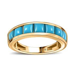 Sleeping Beauty Turquoise 1.96 ctw Ring in 18K Vermeil Yellow Gold Over Sterling Silver (Size 11.5)