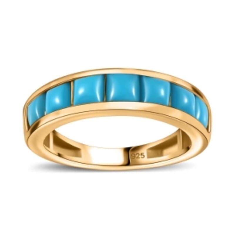 Sleeping Beauty Turquoise 1.96 ctw Ring in 18K Vermeil Yellow Gold Over Sterling Silver (Size 11.5)