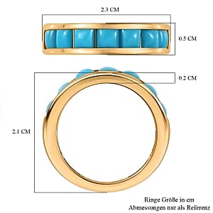 Sleeping Beauty Turquoise 1.96 ctw Ring in 18K Vermeil Yellow Gold Over Sterling Silver (Size 11.5)
