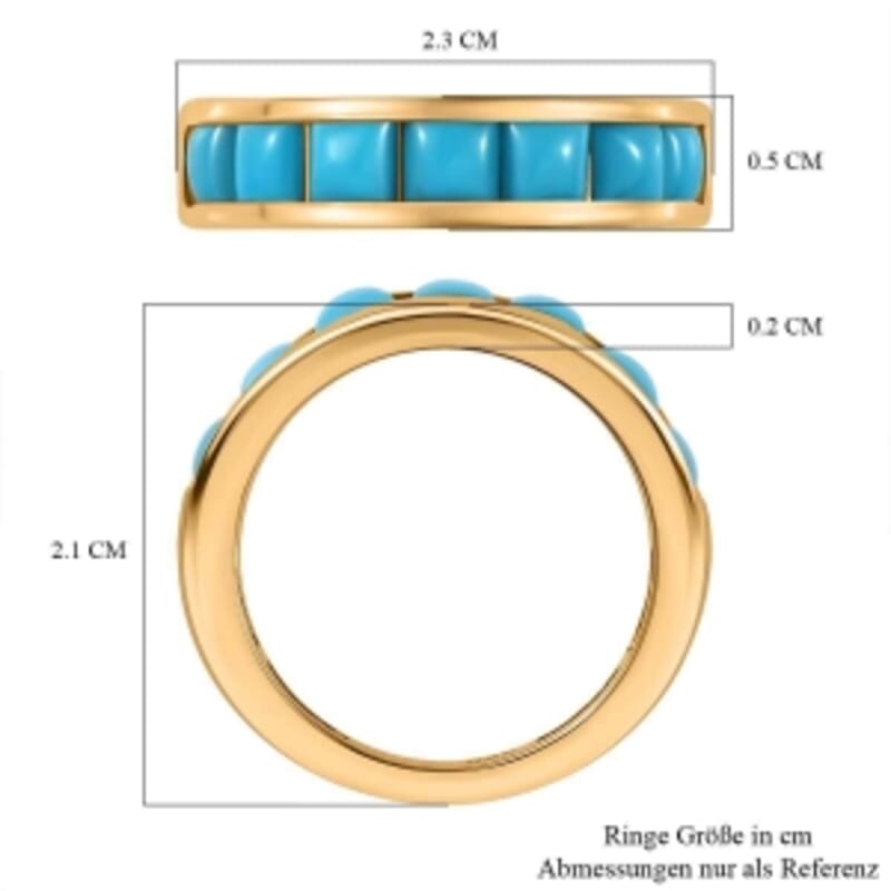 Sleeping Beauty Turquoise 1.96 ctw Ring in 18K Vermeil Yellow Gold Over Sterling Silver (Size 11.5)