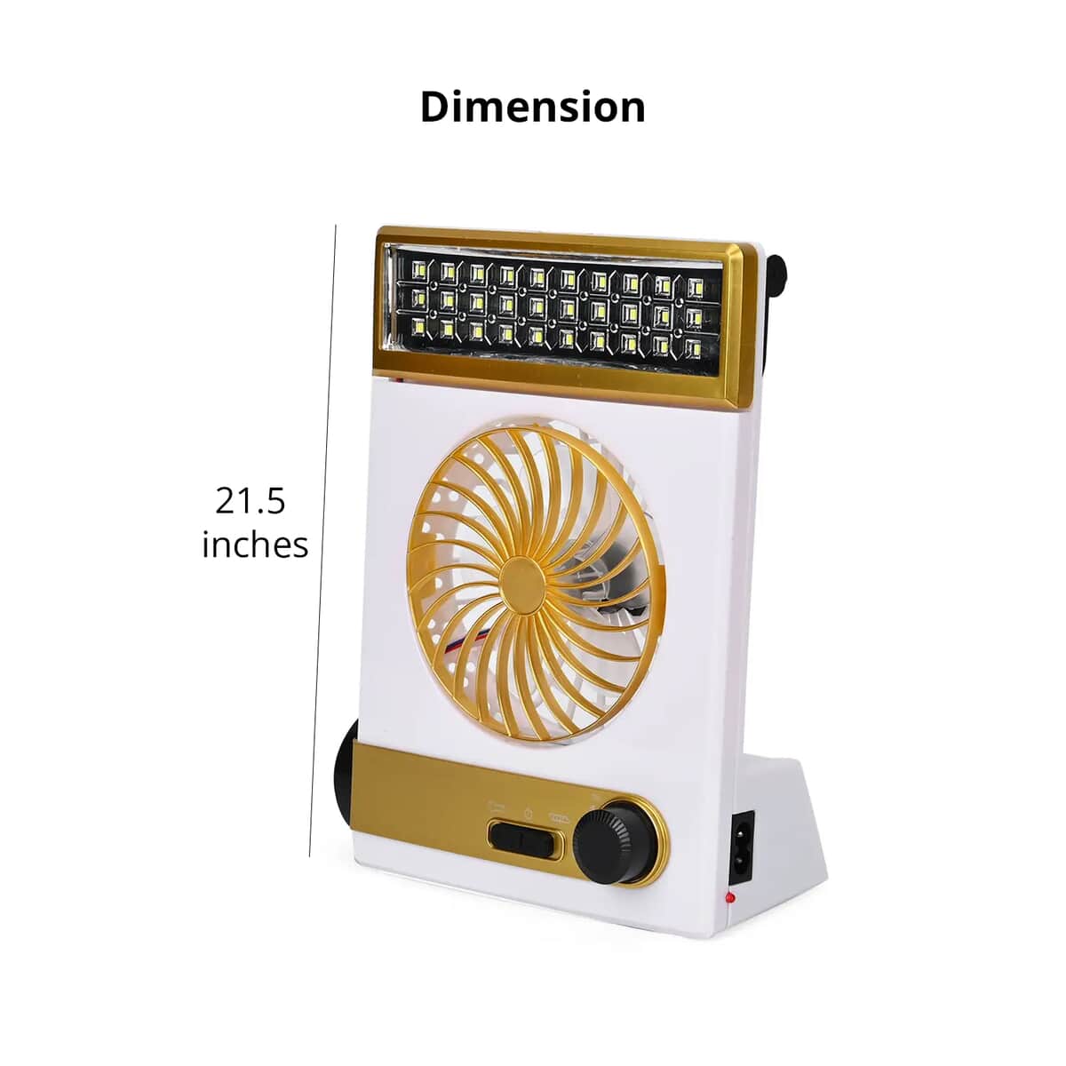 2-In-1 Golden Solar Fan with Light and Torch (Support USB, 1500mAh) image number 7