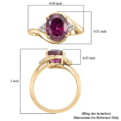 Certified & Appraised Luxoro 10K Yellow Gold AAA Radiant Ember Garnet and I2 Diamond Ring (Size 10.0) 3.35 ctw