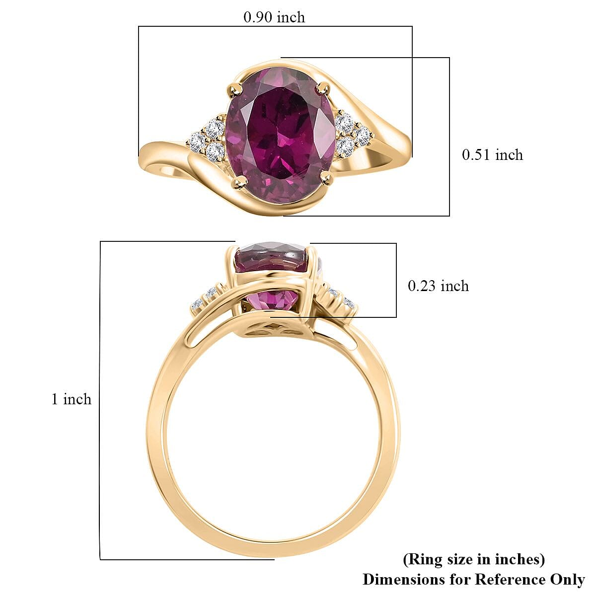 Certified & Appraised Luxoro 10K Yellow Gold AAA Radiant Ember Garnet and I2 Diamond Ring (Size 7.0) 3.35 ctw image number 5