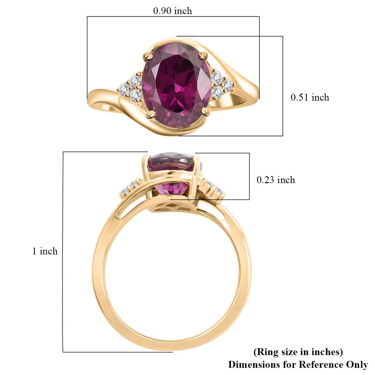 Certified & Appraised Luxoro 10K Yellow Gold AAA Radiant Ember Garnet and I2 Diamond Ring (Size 8.0) 3.35 ctw image number 5