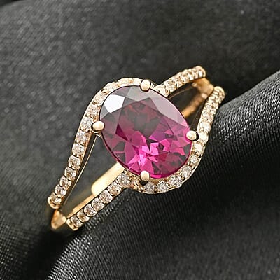 Certified & Appraised Luxoro 10K Yellow Gold AAA Radiant Ember Garnet and I2 Diamond Ring (Size 10.0) 2.60 ctw