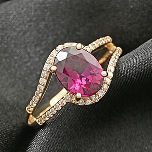 Certified & Appraised Luxoro 10K Yellow Gold AAA Radiant Ember Garnet and I2 Diamond Ring (Size 6.0) 2.60 ctw