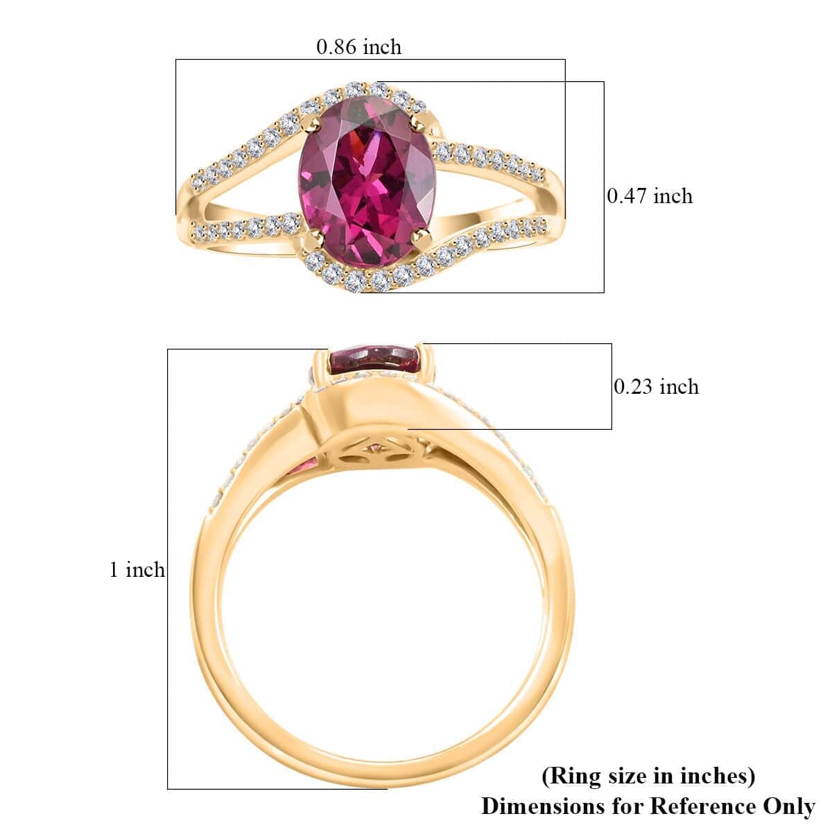 10K Yellow Gold AAA Purple Garnet , White Diamond I2 Ring , Gold Wt. 3.52 g 2.60 ctw (Size 6.5) image number 5