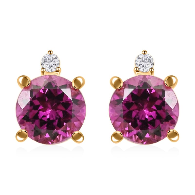 Certified & Appraised Luxoro 10K Yellow Gold AAA Radiant Ember Garnet and I2 Diamond Earrings 2.15 ctw