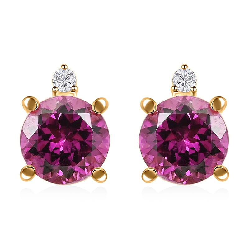 Certified & Appraised Luxoro 10K Yellow Gold AAA Radiant Ember Garnet and I2 Diamond Earrings 2.15 ctw
