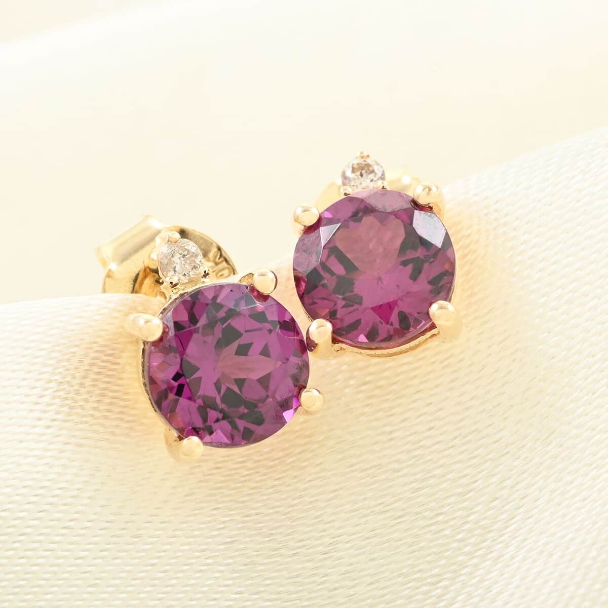 Certified & Appraised Luxoro 10K Yellow Gold AAA Radiant Ember Garnet and I2 Diamond Earrings 2.15 ctw image number 1