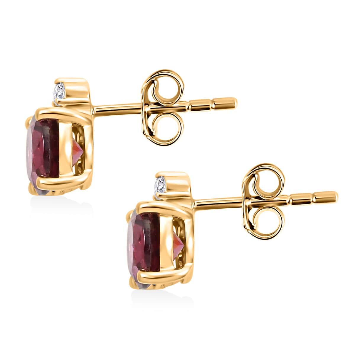 Certified & Appraised Luxoro 10K Yellow Gold AAA Radiant Ember Garnet and I2 Diamond Earrings 2.15 ctw image number 3