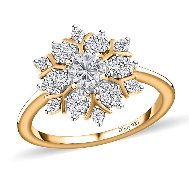 Moissanite Snowflake Ring in Vermeil Yellow Gold Over Sterling Silver (Size 6.0) 0.60 ctw