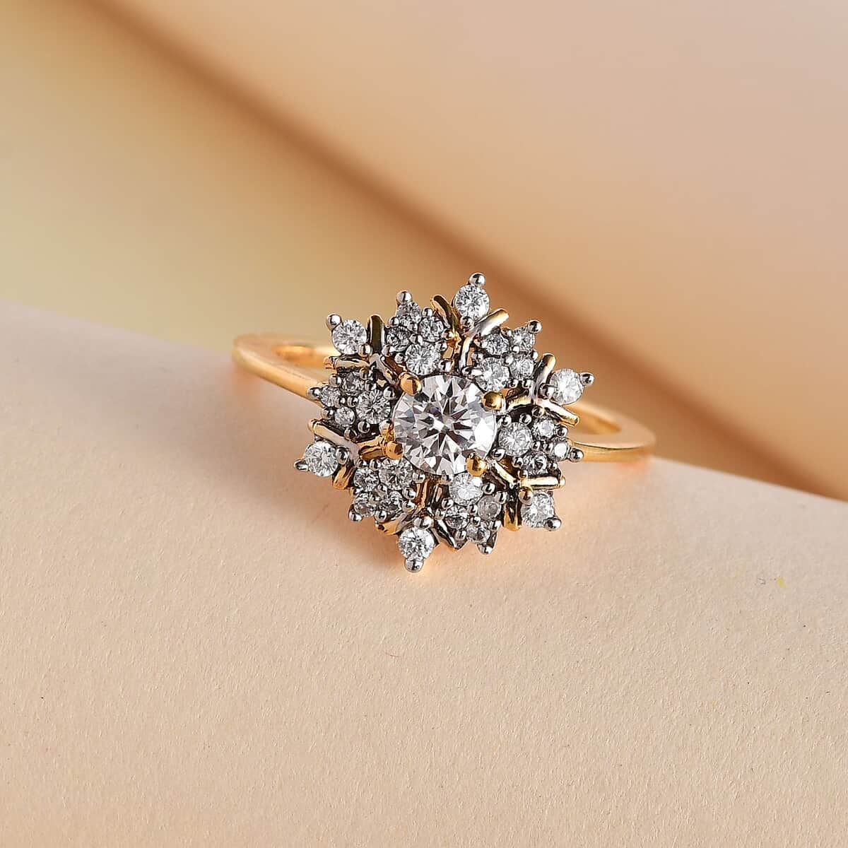 Moissanite Snowflake Ring in Vermeil YG Over Sterling Silver (Size 9.0) 0.60 ctw image number 1