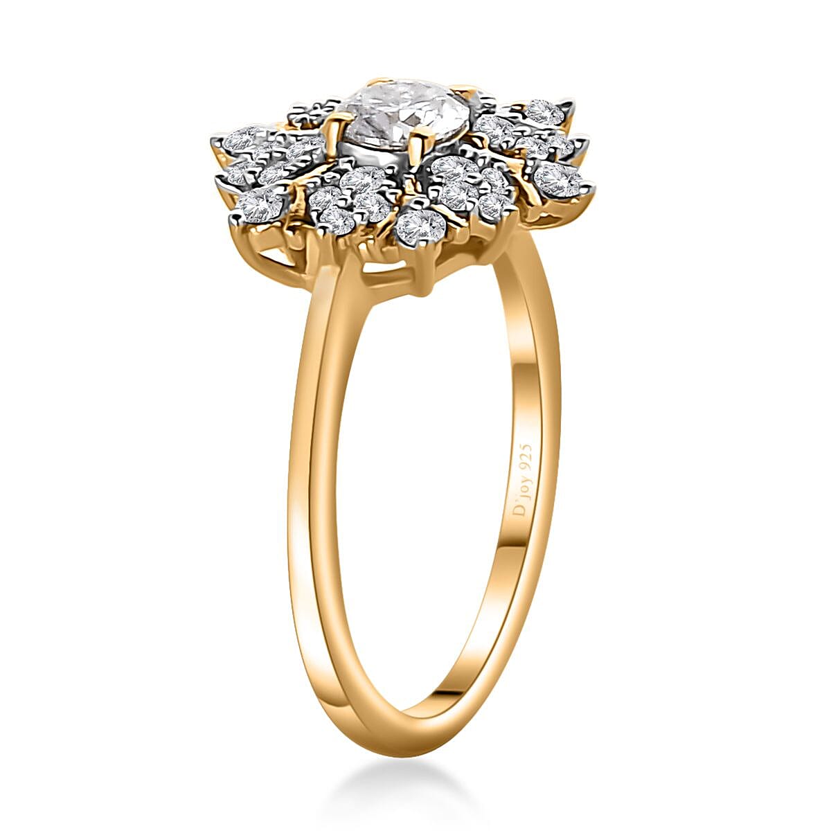 Moissanite Snowflake Ring in Vermeil Yellow Gold Over Sterling Silver (Size 6.0) 0.60 ctw