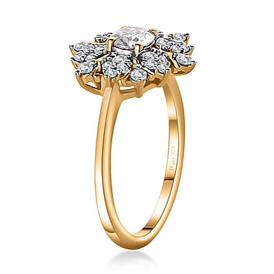 Moissanite Snowflake Ring in Vermeil Yellow Gold Over Sterling Silver (Size 6.0) 0.60 ctw