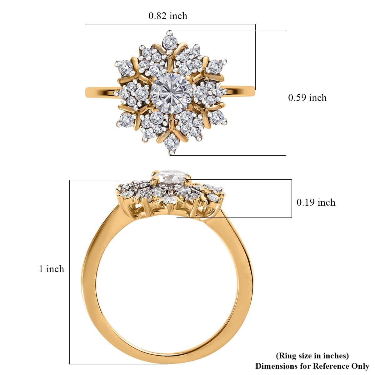 Moissanite Snowflake Ring in Vermeil YG Over Sterling Silver (Size 9.0) 0.60 ctw image number 6