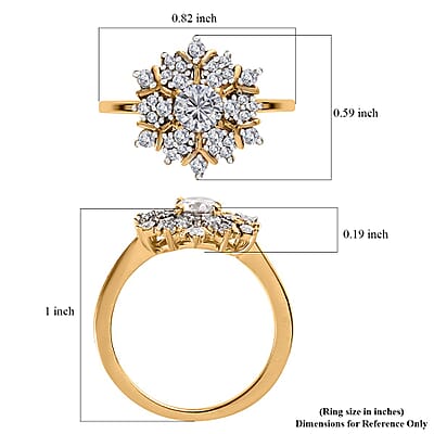 Moissanite Snowflake Ring in Vermeil Yellow Gold Over Sterling Silver (Size 6.0) 0.60 ctw