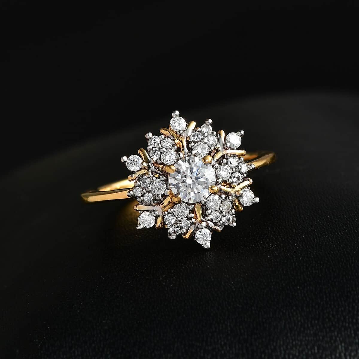 Moissanite Snowflake Ring in Vermeil Yellow Gold Over Sterling Silver (Size 7.0) 0.60 ctw image number 2