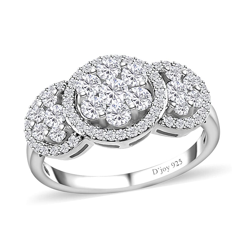 Moissanite Ring in Platinum Over Sterling Silver (Size 6.0) 1.00 ctw
