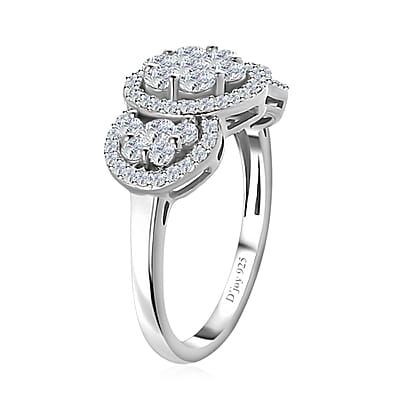 Moissanite Ring in Platinum Over Sterling Silver (Size 6.0) 1.00 ctw