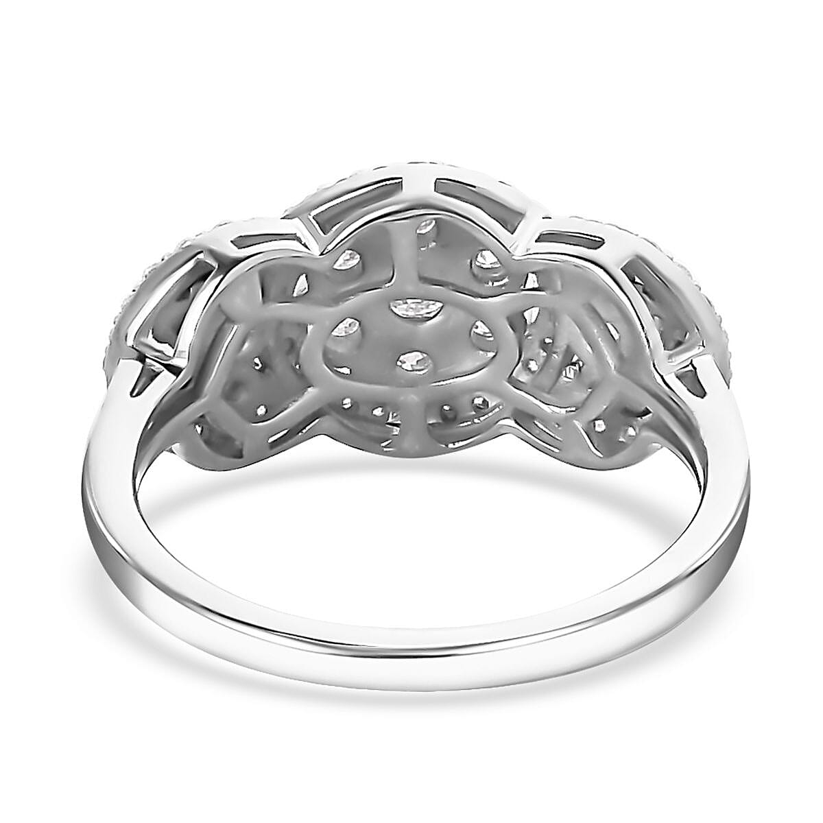 Moissanite Ring in Platinum Over Sterling Silver (Size 6.0) 1.00 ctw