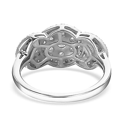 Moissanite Ring in Platinum Over Sterling Silver (Size 6.0) 1.00 ctw