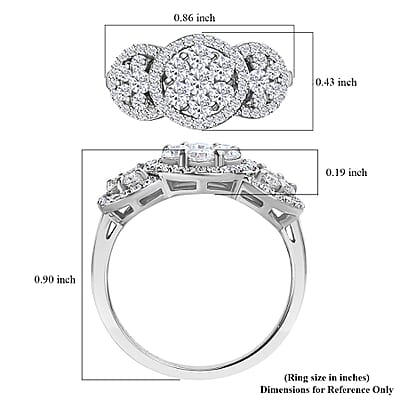 Moissanite Ring in Platinum Over Sterling Silver (Size 6.0) 1.00 ctw