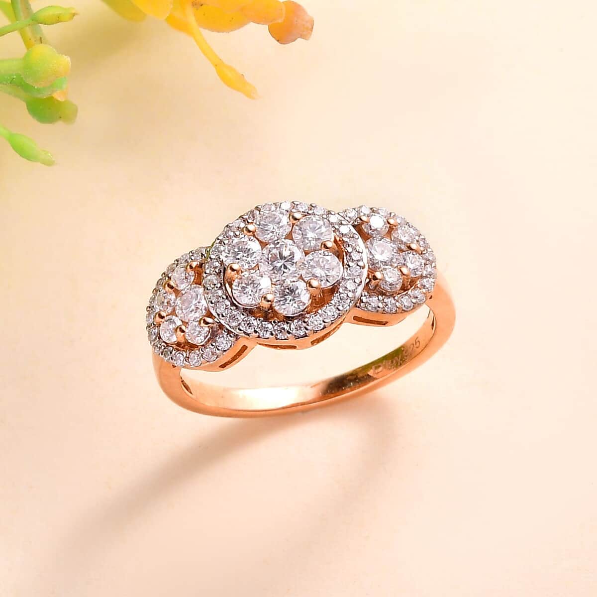 Moissanite Ring in Vermeil Rose Gold Over Sterling Silver (Size 6.0) 1.00 ctw image number 1