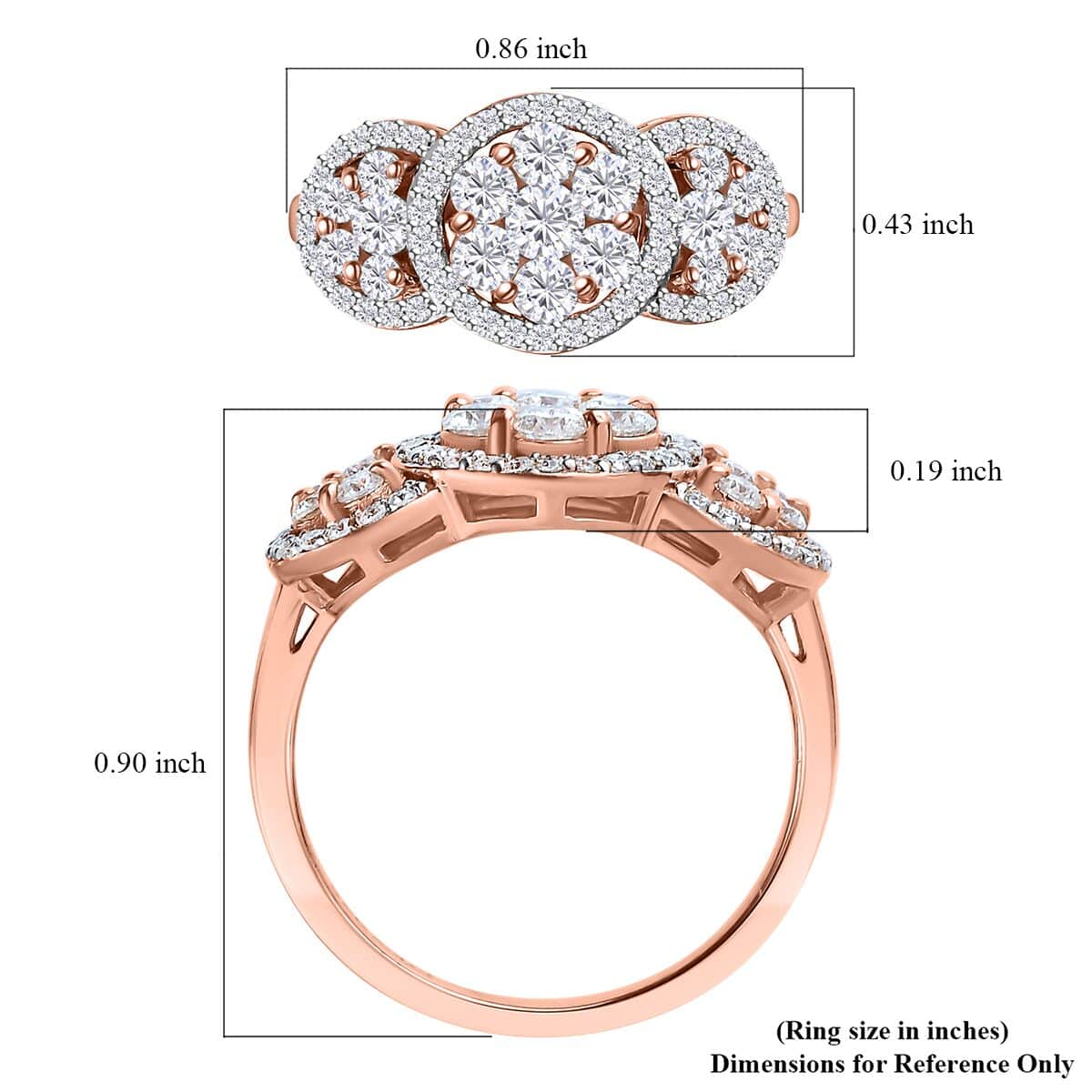 Moissanite Ring in Vermeil Rose Gold Over Sterling Silver (Size 6.0) 1.00 ctw image number 5