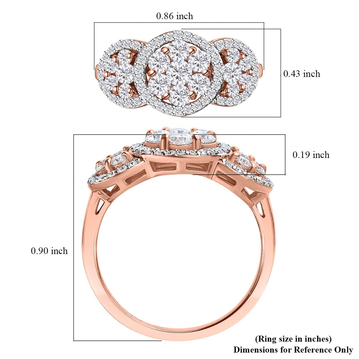 Moissanite Ring in Vermeil Rose Gold Over Sterling Silver (Size 8.0) 1.00 ctw image number 5