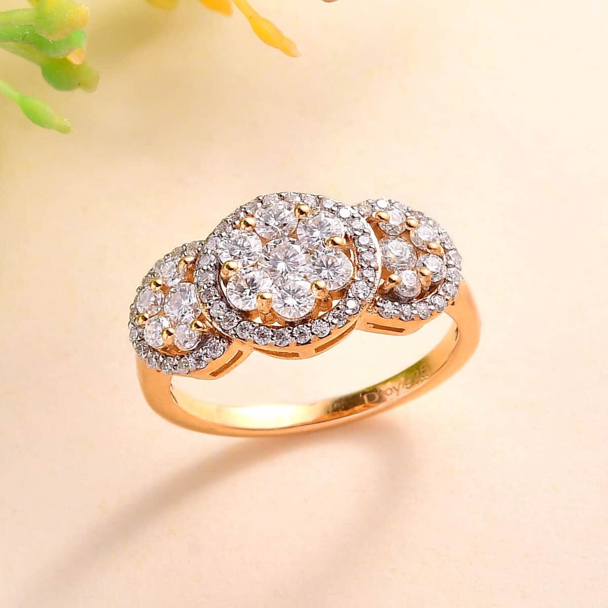 Moissanite Ring in Vermeil Yellow Gold Over Sterling Silver (Size 6.0) 1.00 ctw image number 1
