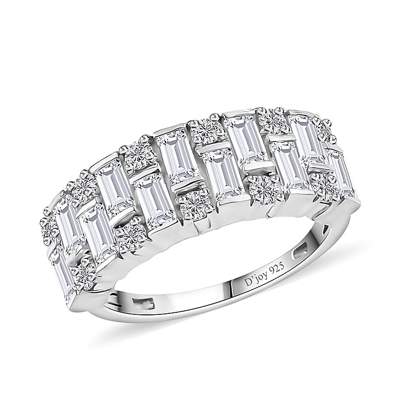 Moissanite Ring in Platinum Over Sterling Silver (Size 6.0) 1.70 ctw