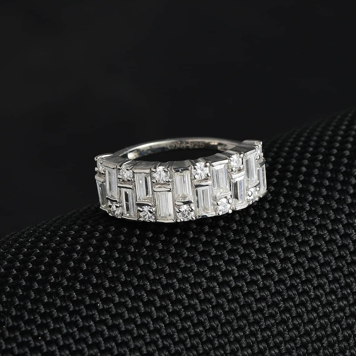 Moissanite Ring in Platinum Over Sterling Silver 1.70 ctw image number 1