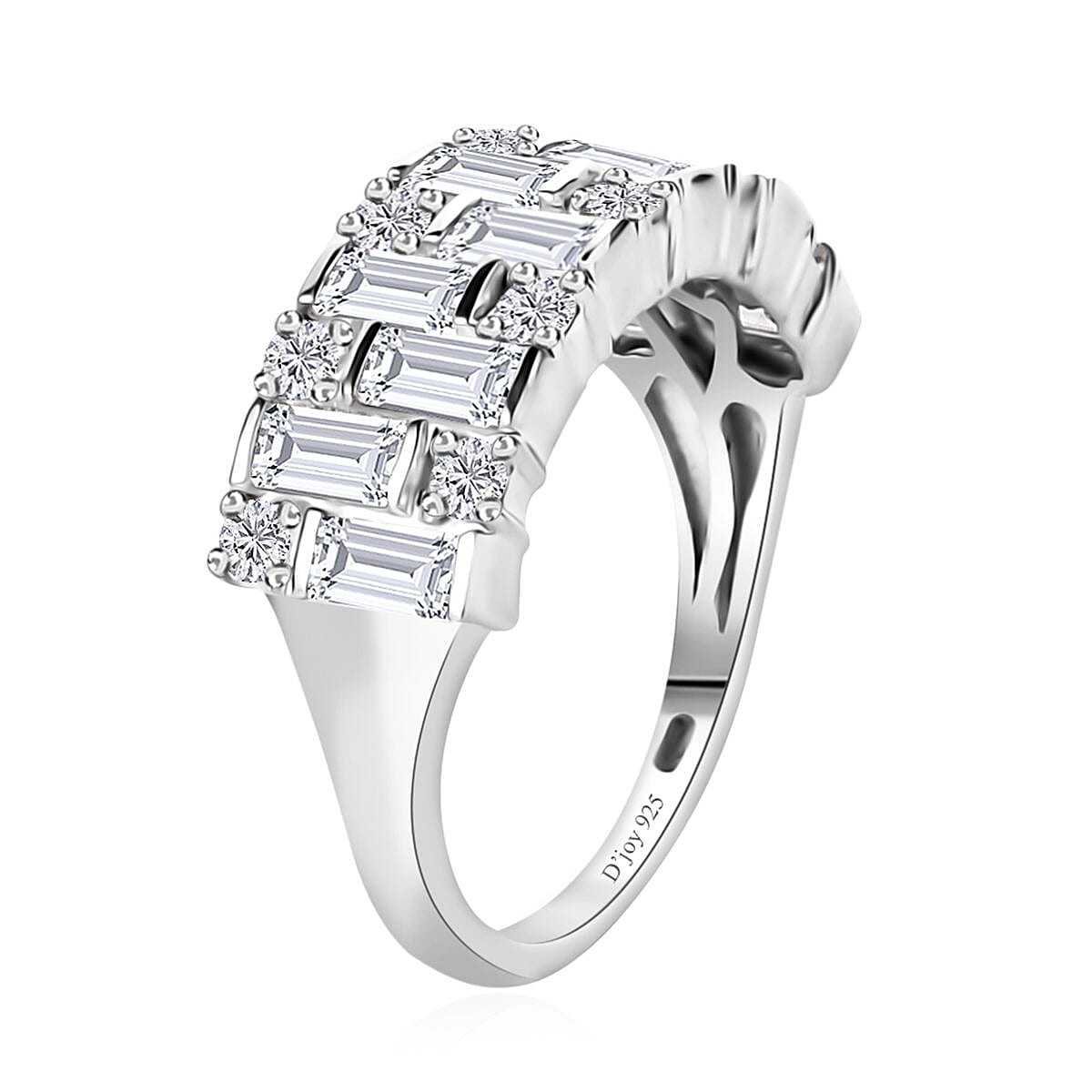 Moissanite Ring in Platinum Over Sterling Silver (Size 6.0) 1.70 ctw